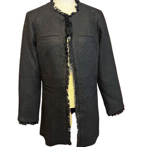 Venus Solid Black Full Hook & Eye  Mid Length Jacket Long Sleeve Size 8